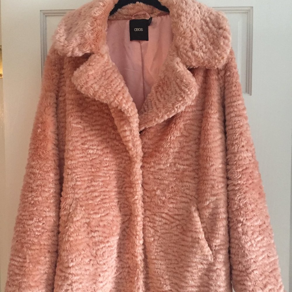 Dusty Pink Faux Fur Coat - Asos